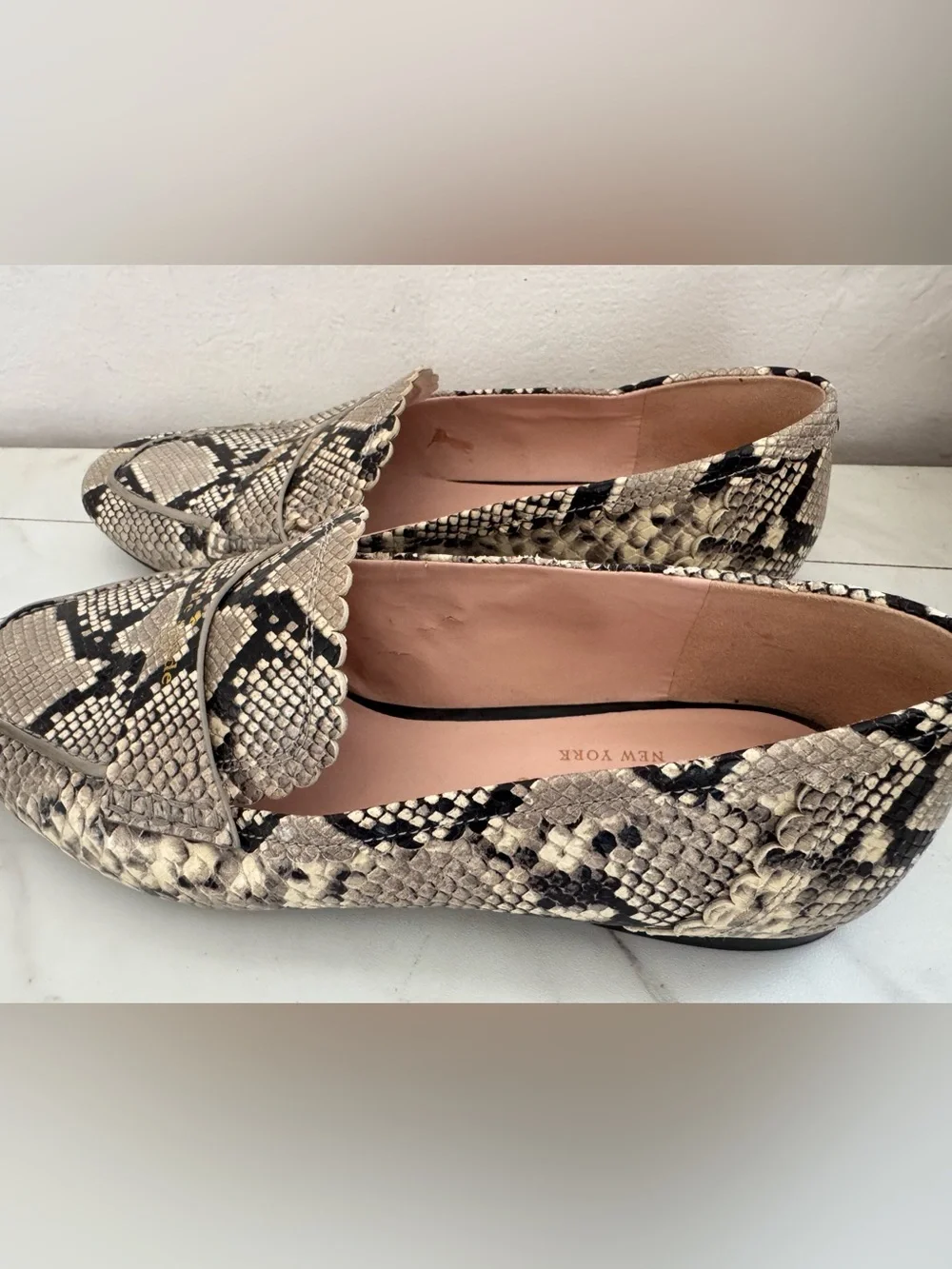 Kate Spade New York Cara Flora Snake Print Leather Loafers Size